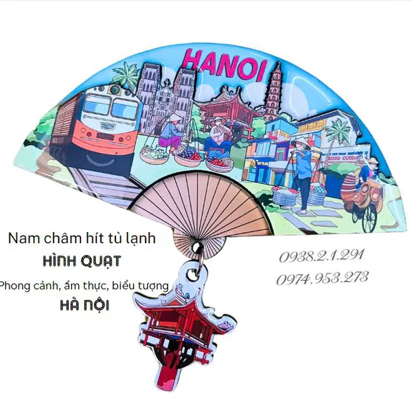 Hít tủ lạnh quạt gỗ lưu niệm Việt Nam Phố cổ Hội An