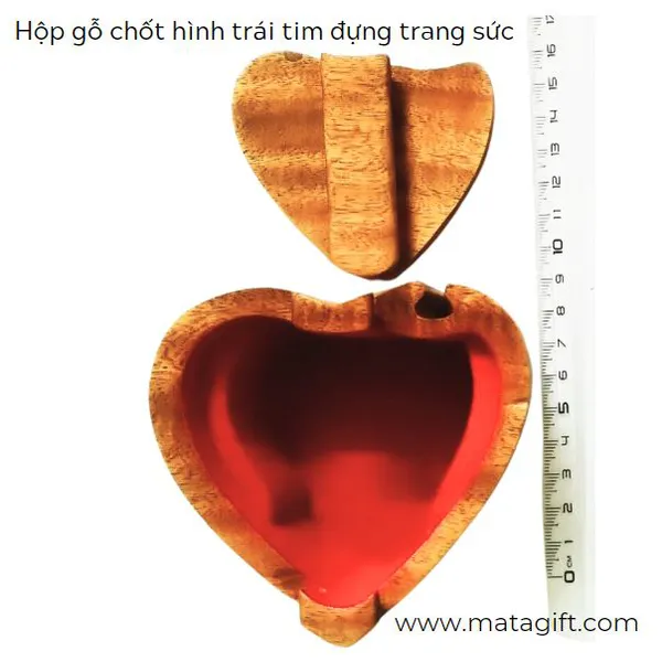 Hộp gỗ chốt đựng trang sức hình trái tim