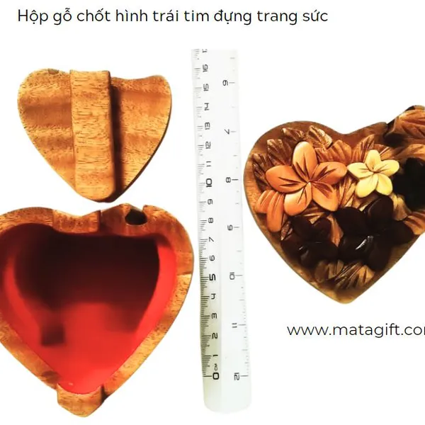 Hộp gỗ chốt đựng trang sức hình trái tim