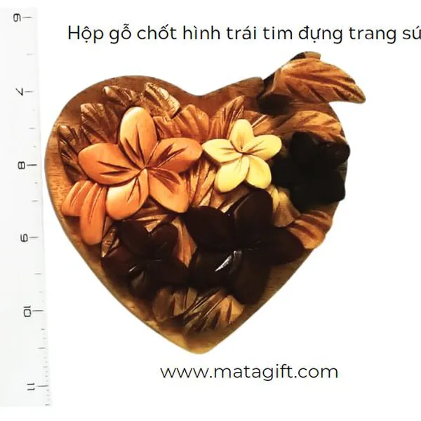 Hộp gỗ chốt đựng trang sức hình trái tim