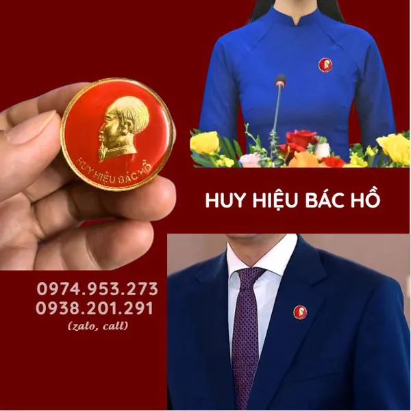 Huy hiệu Bác Hồ cài áo trang trọng