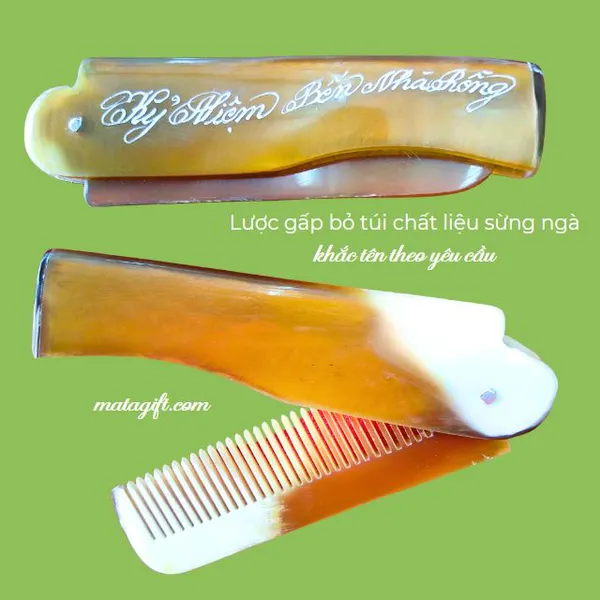 Lược sừng gấp bỏ túi xinh xắn
