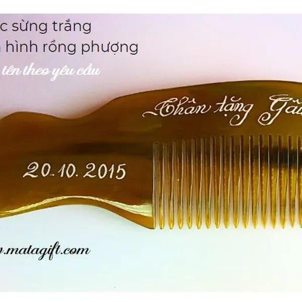 Lược sừng trắng chạm hình rồng phượng