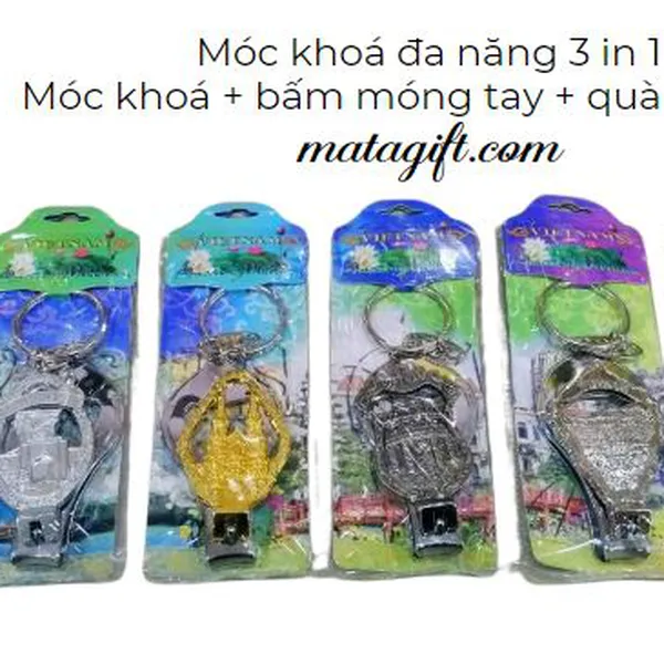 Móc khóa đa năng kết hợp bấm móng tay khui bia quà lưu niệm