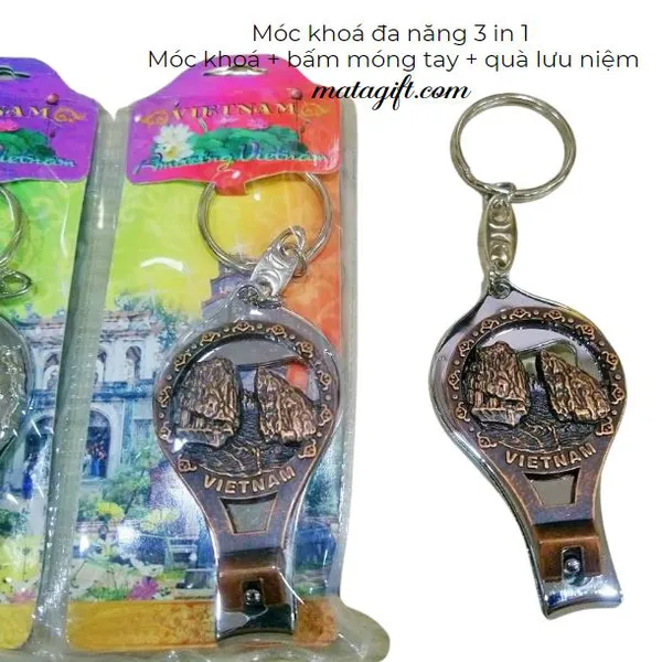 Móc khóa đa năng kết hợp bấm móng tay khui bia quà lưu niệm