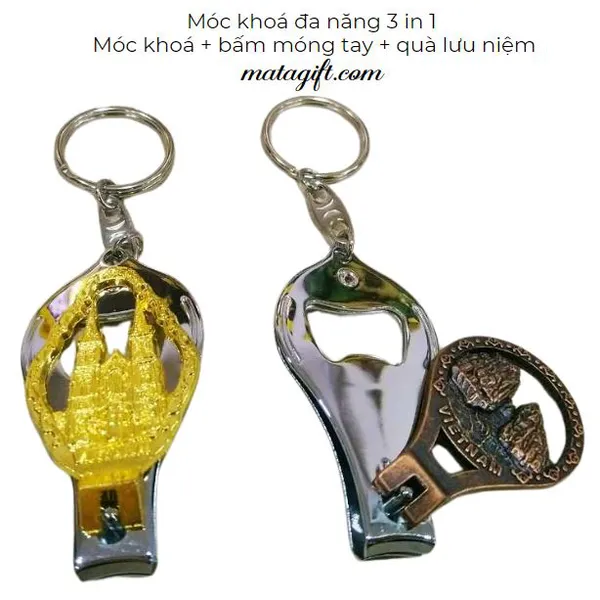 Móc khóa đa năng kết hợp bấm móng tay khui bia quà lưu niệm