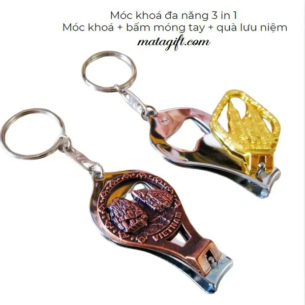 Móc khóa đa năng kết hợp bấm móng tay khui bia quà lưu niệm