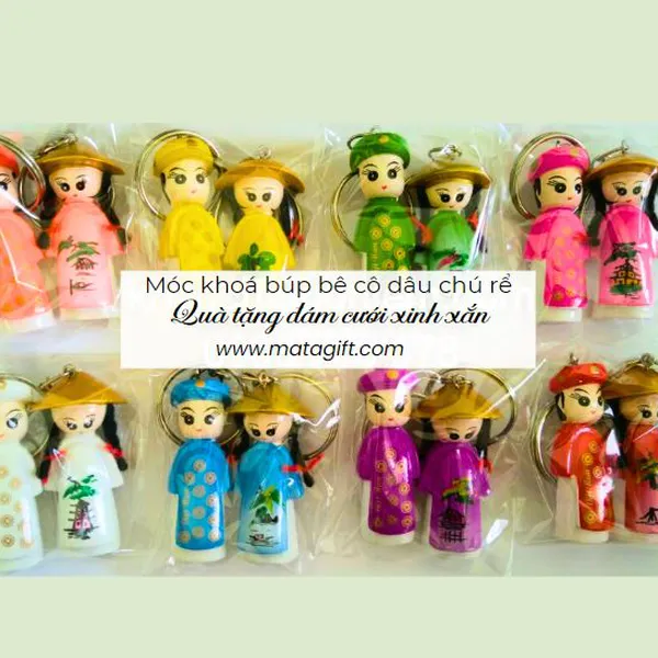 Móc khóa hình búp bê cô dâu chú rể