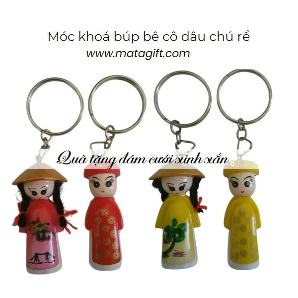 Móc khóa hình búp bê cô dâu chú rể