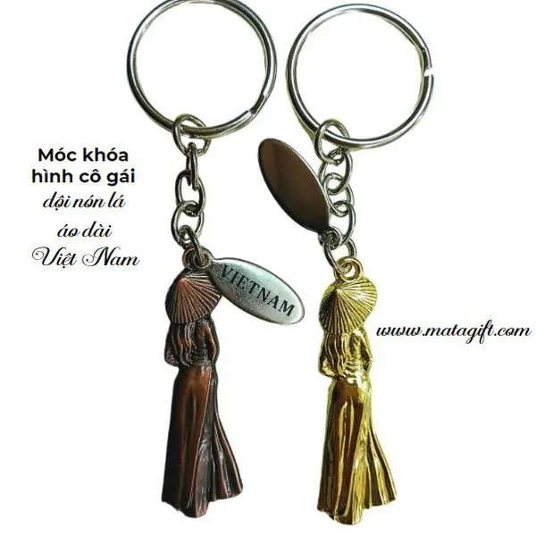 Móc khóa hình cô gái đội nón lá