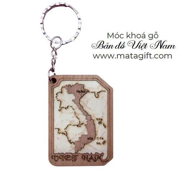 Móc khóa gỗ bản đồ Việt Nam 