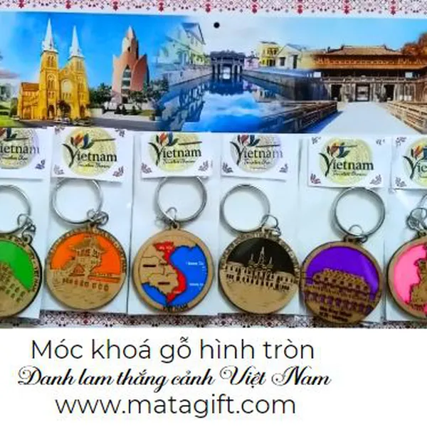 Móc khóa gỗ hình tròn