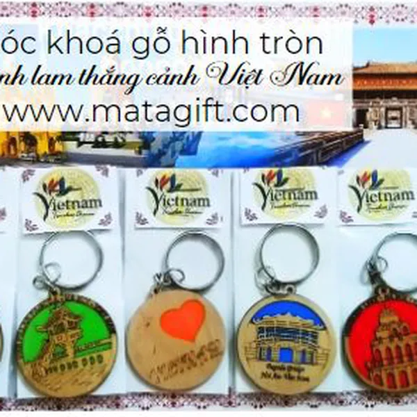 Móc khóa gỗ hình tròn