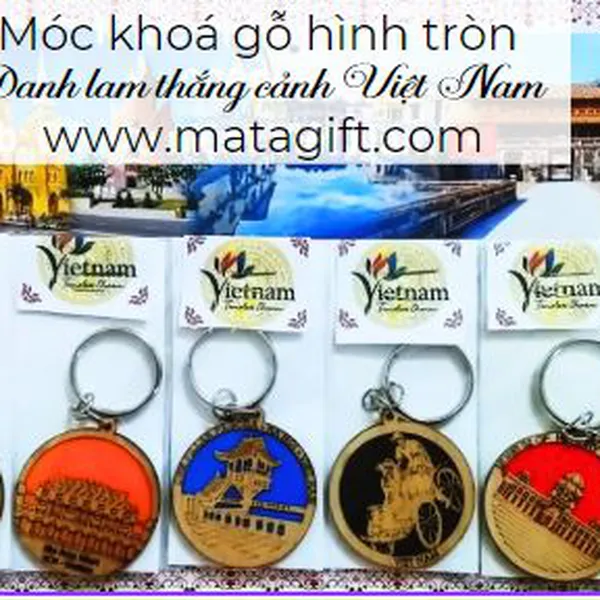 Móc khóa gỗ hình tròn