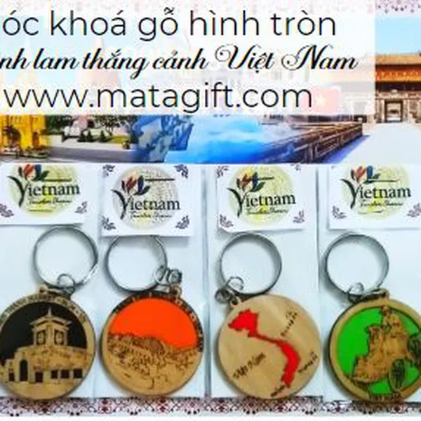 Móc khóa gỗ hình tròn