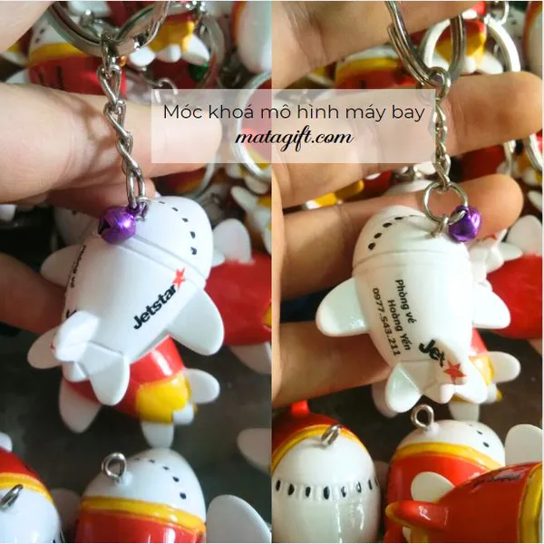 Móc khóa mô hình máy bay in logo 