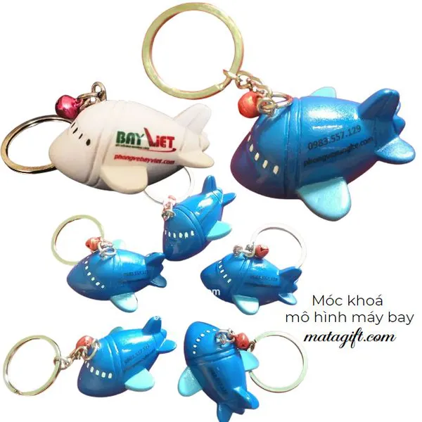 Móc khóa mô hình máy bay in logo 