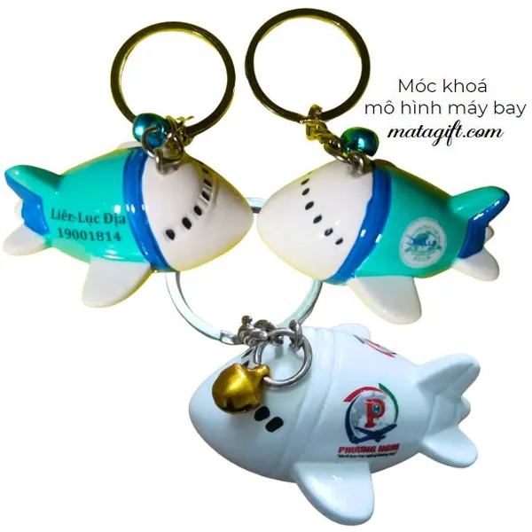 Móc khóa mô hình máy bay in logo 