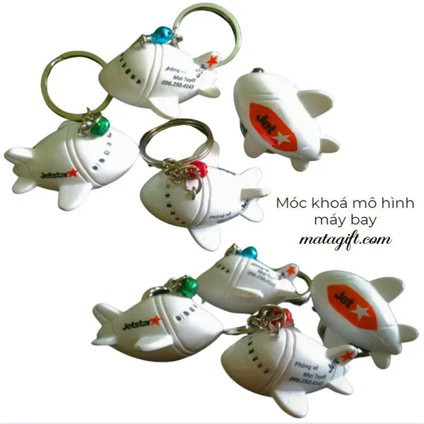 Móc khóa mô hình máy bay in logo 