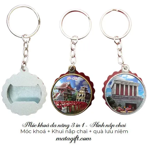 Móc khóa đa năng hình nắp chai in hình cảnh đẹp Việt Nam