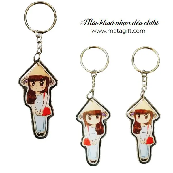 Móc khóa nhựa dẻo hình vẽ chibi sản xuất theo yêu cầu