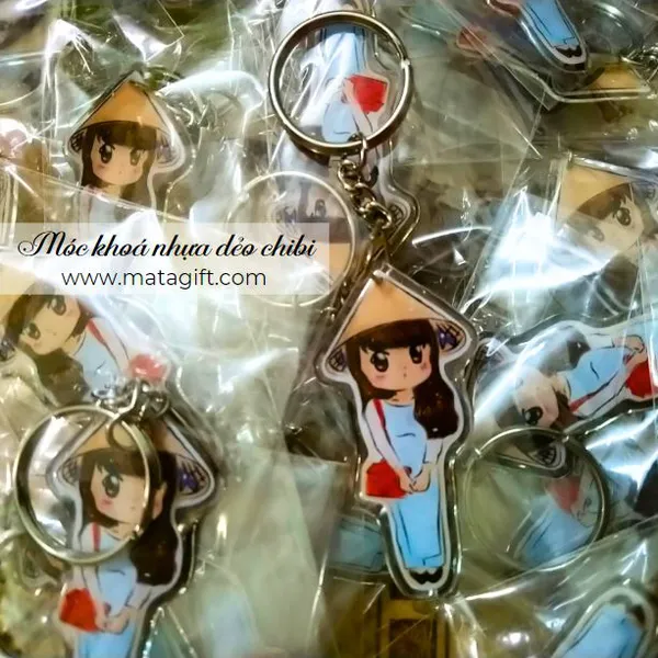 Móc khóa nhựa dẻo hình vẽ chibi sản xuất theo yêu cầu