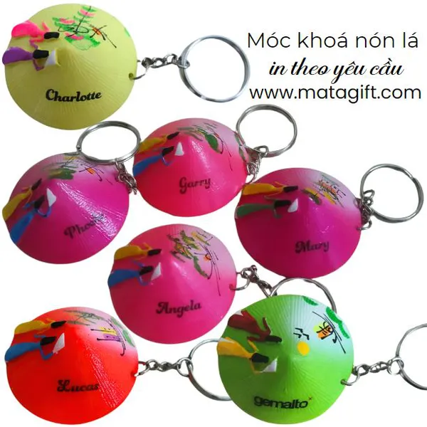 Móc khóa hình nón lá in theo yêu cầu