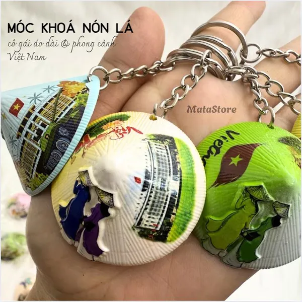 Móc khoá nón lá Việt Nam in phong cảnh