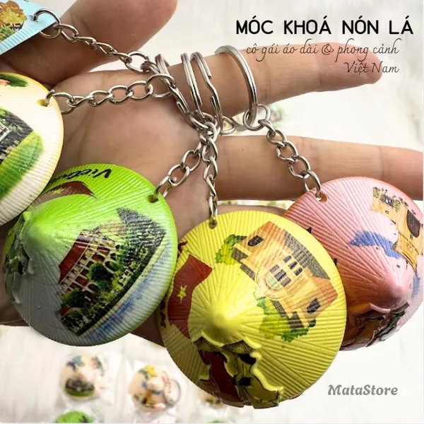 Móc khoá nón lá Việt Nam in phong cảnh