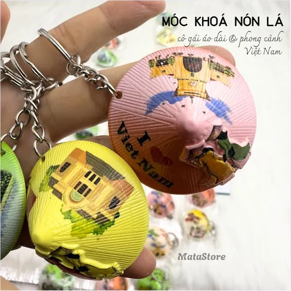 Móc khoá nón lá Việt Nam in phong cảnh