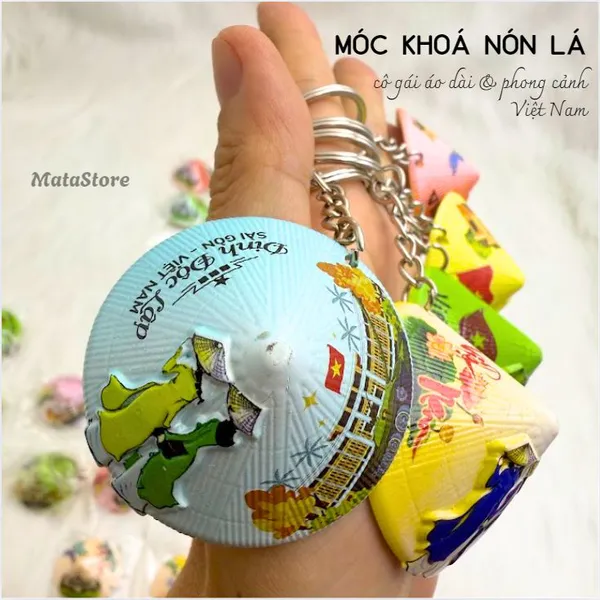 Móc khoá nón lá Việt Nam in phong cảnh