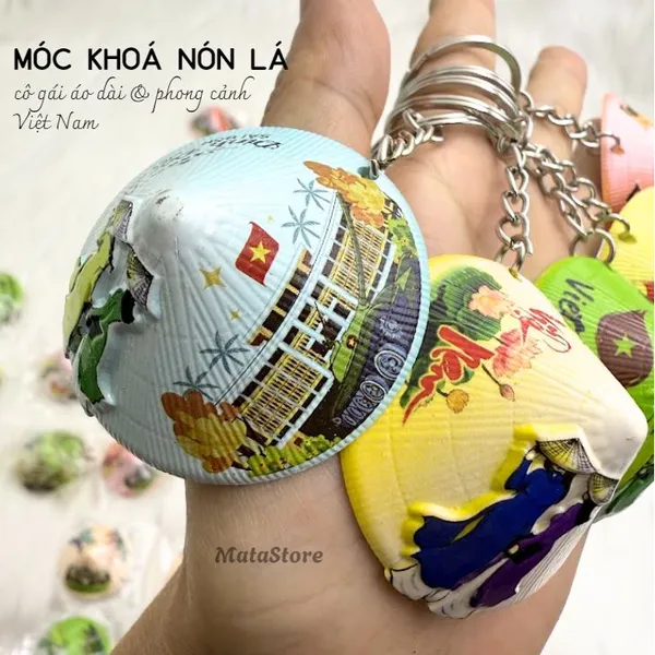 Móc khoá nón lá Việt Nam in phong cảnh