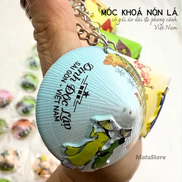 Móc khoá nón lá Việt Nam in phong cảnh