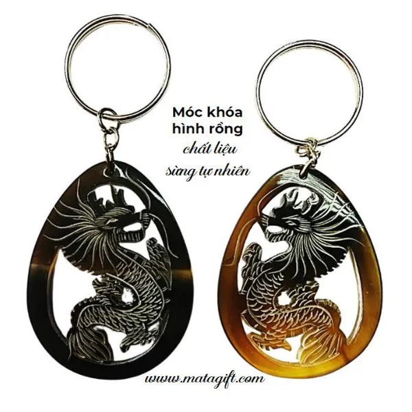 Móc khóa sừng chạm khắc hình rồng