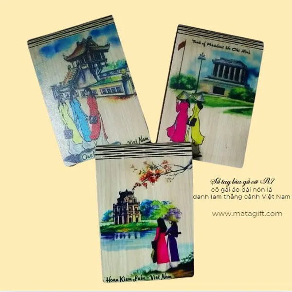 Sổ tay bìa gỗ in hình ảnh phong cảnh Việt Nam A7