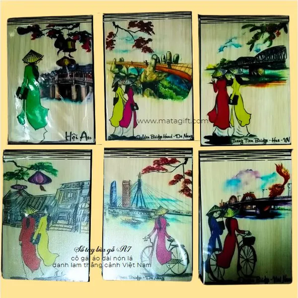 Sổ tay bìa gỗ in hình ảnh phong cảnh Việt Nam A7