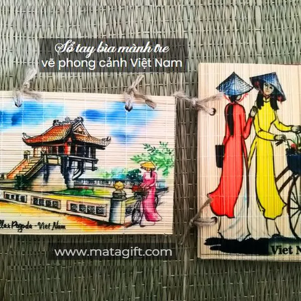 Sổ tay bìa mành tre in hình phong cảnh Việt Nam