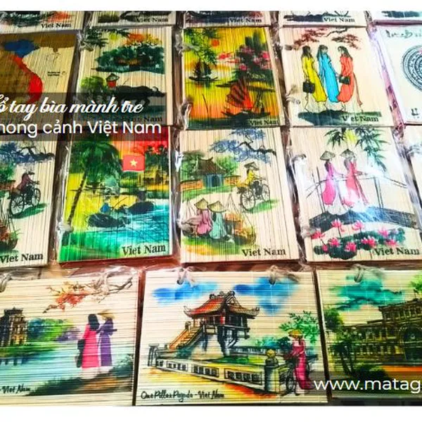 Sổ tay bìa mành tre in hình phong cảnh Việt Nam