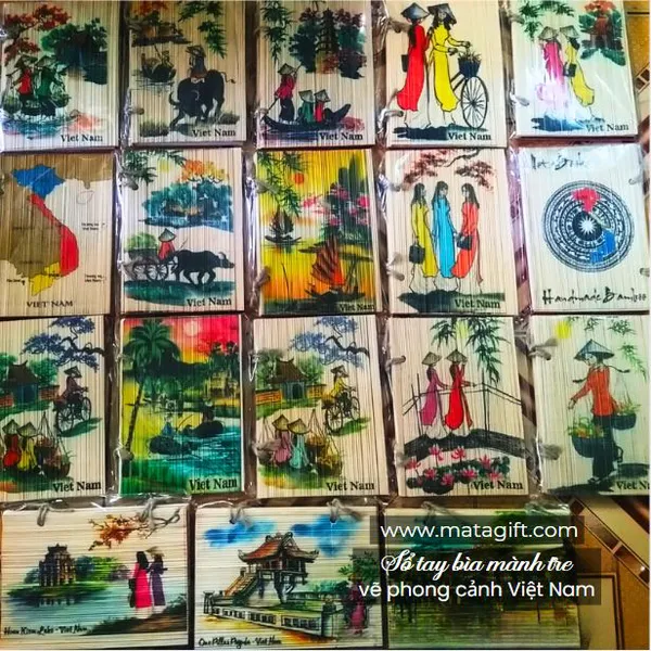 Sổ tay bìa mành tre in hình phong cảnh Việt Nam