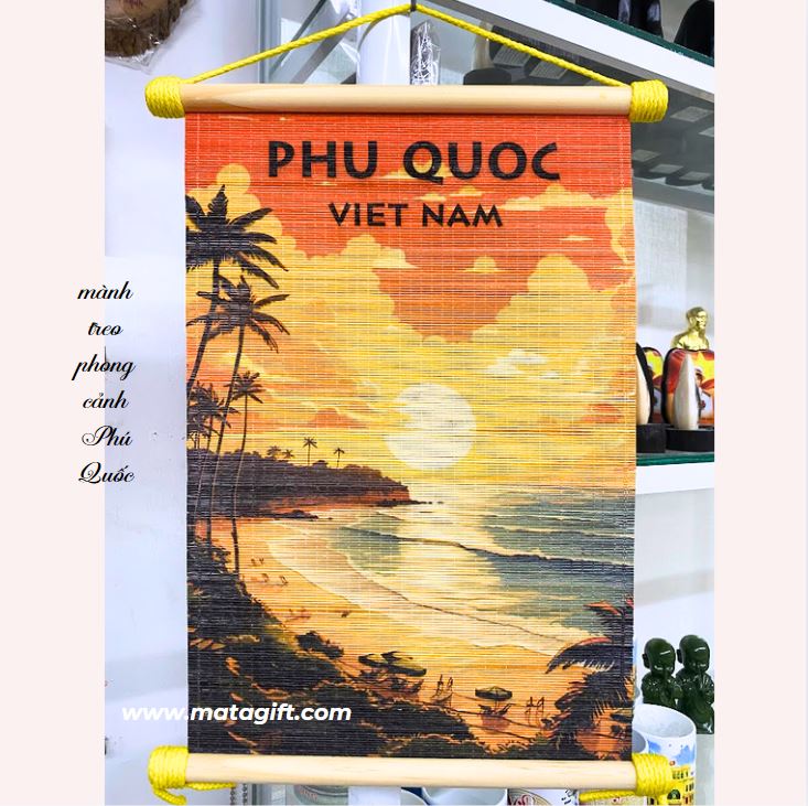 Tranh mành tre Phú Quốc in hình phong cảnh Tranh mành tre Phú Quốc in hình phong cảnh