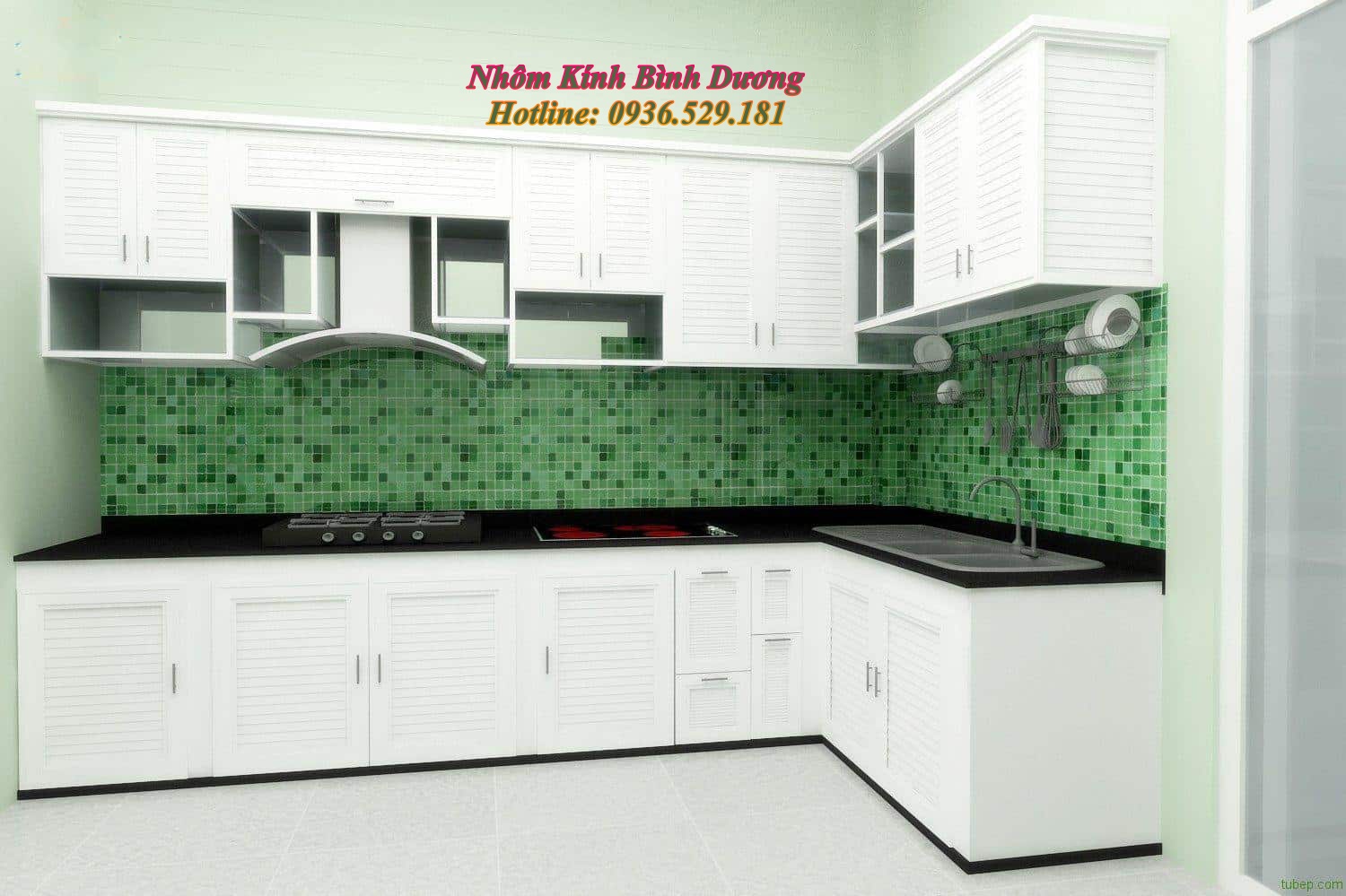 tủ bếp nhôm kính dĩ an