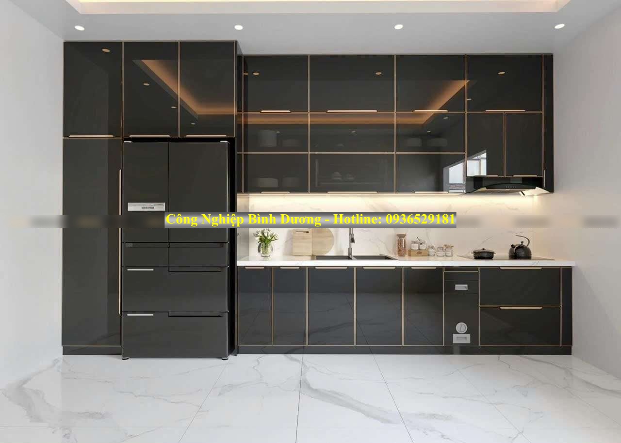 báo giá tủ bếp nhôm kính