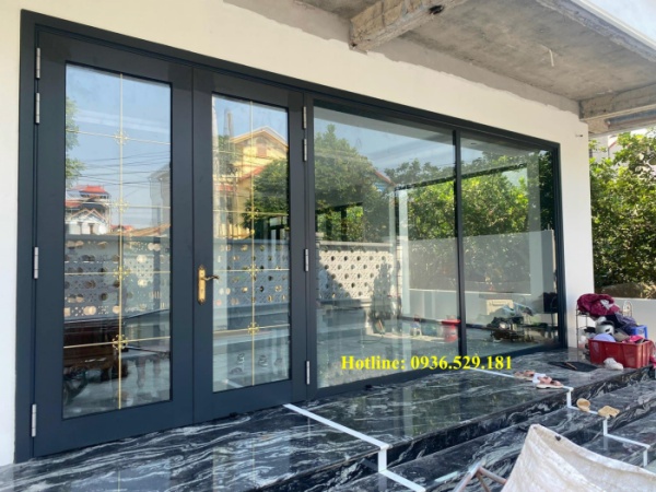 cửa nhôm kính 2 cánh thủy lực