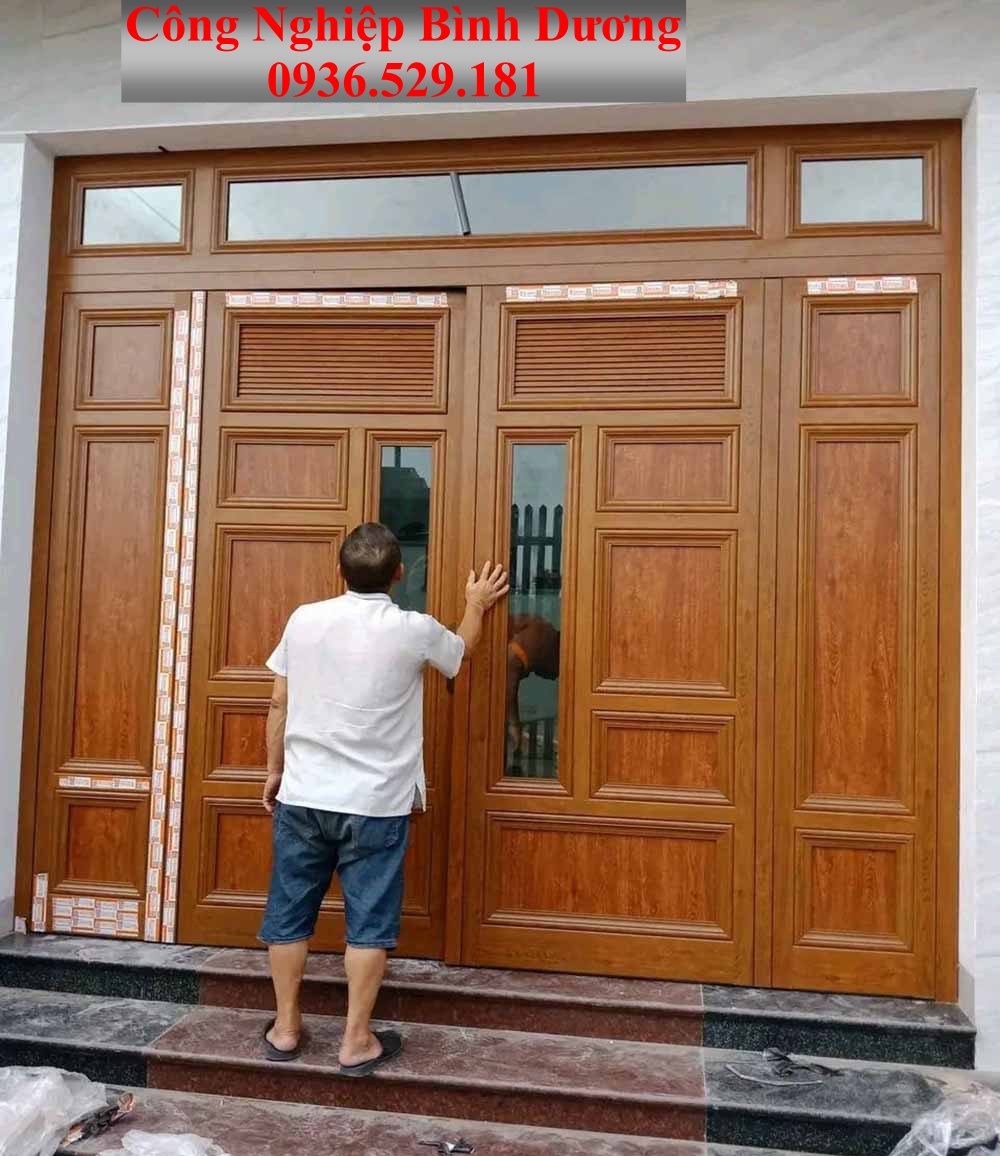 cửa nhôm kính vân gỗ