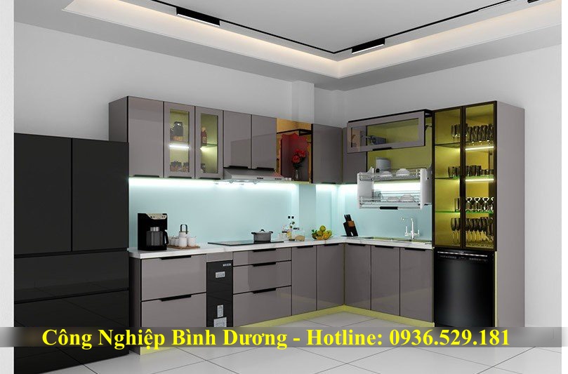 giá tủ bếp nhôm kính