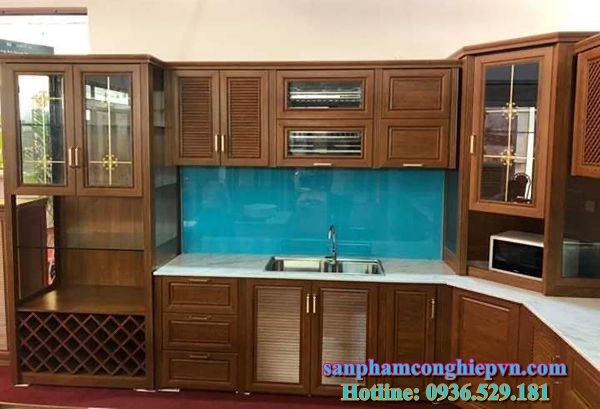mẫu tủ bếp nhôm kính chào cấp đẹp bình dương