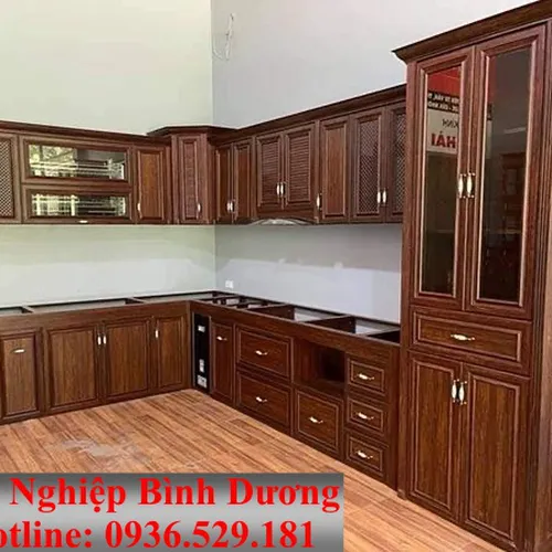 TỦ BẾP NHÔM GIẢ GỖ