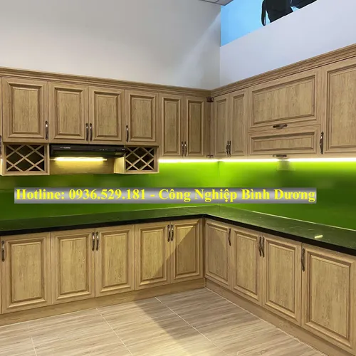 TỦ BẾP NHÔM GIẢ GỖ