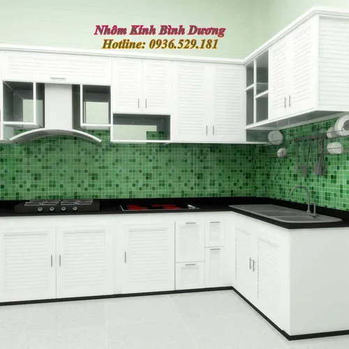 TỦ BẾP TREO TƯỜNG NHÔM KÍNH 