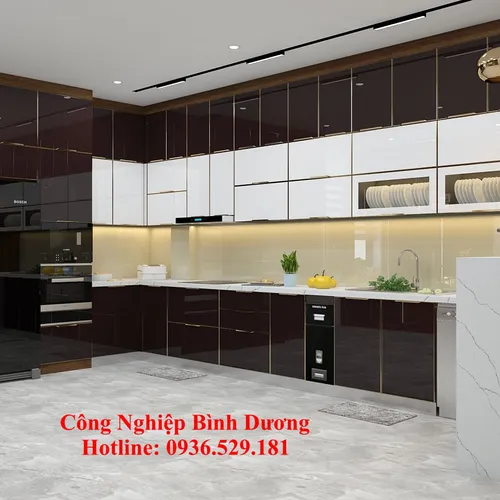 TỦ BẾP NHÔM KÍNH GIÁ RẺ - TỦ BẾP NHÔM CHỮ L 